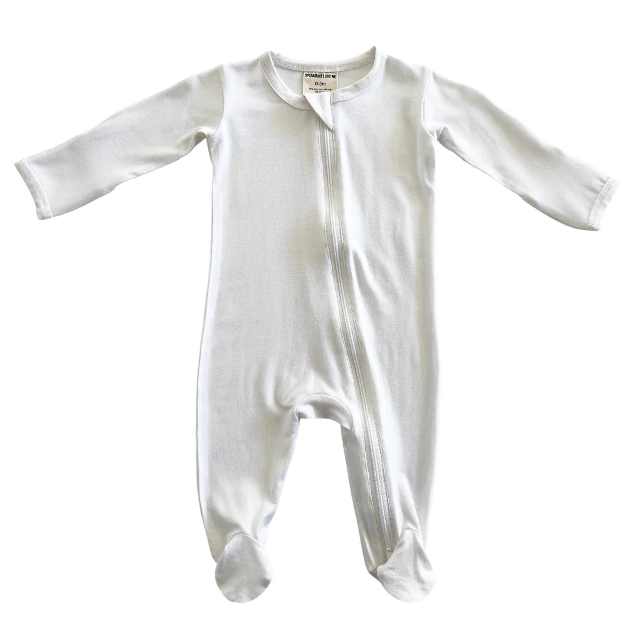2-Way Zip Footie, White | SpearmintLOVE