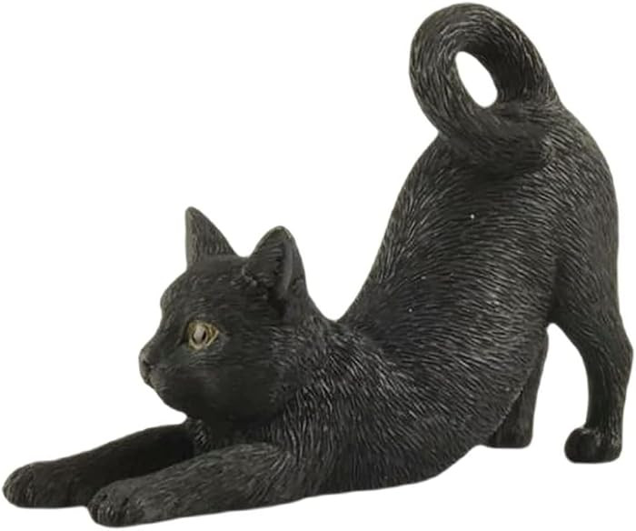 JFSM INC. 7" Black Cat Stretching Hand Painted Figurine - Gifts for Cat Lovers, Home Decor for Ca... | Amazon (US)