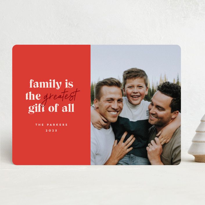 "Family is a gift" - Customizable Christmas Photo Cards in Beige by Jessica Corliss. | Minted