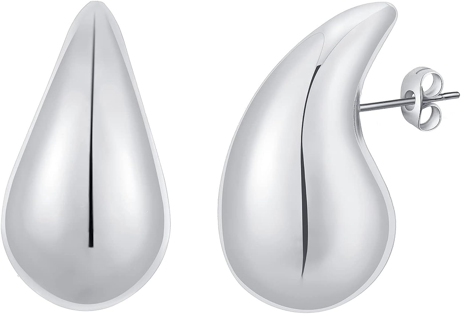 Chunky Gold Hoop Earrings for Women, Lightweight Waterdrop Teardrop Hollow Open Hoops, Hypoallerg... | Amazon (UK)