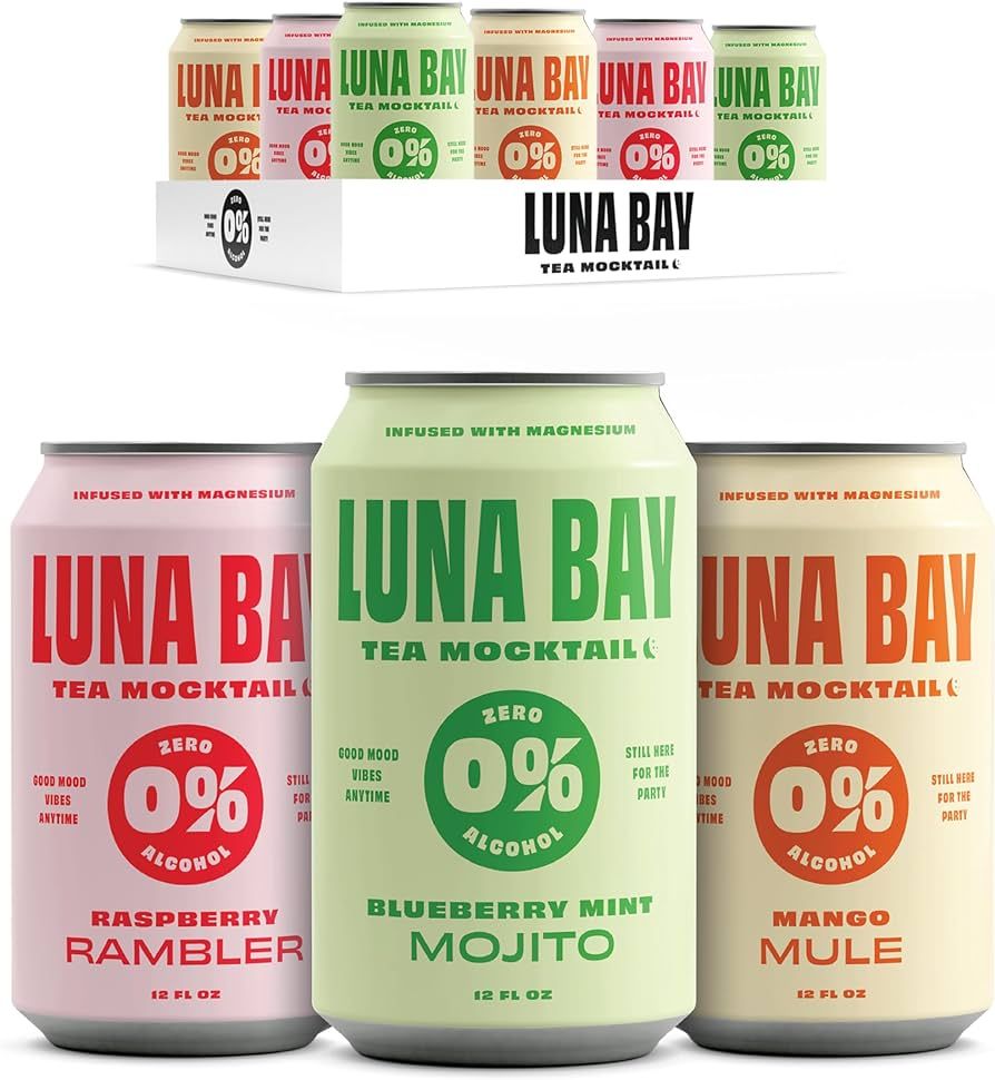Luna Bay Zero Percent Tea Mocktail - Ready to Drink Non-Alcoholic Beverage, Vegan and Gluten Free... | Amazon (US)