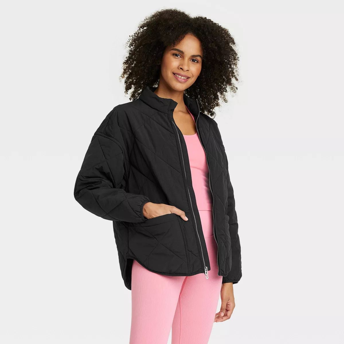 Women's Quilted Puffer Jacket - All in Motion™ Black M | Target