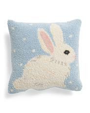 14x14 Hooked Dotted White Bunny Pillow | TJ Maxx