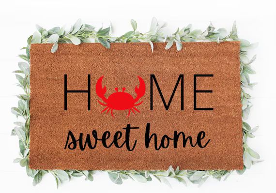 Home sweet home crab doormat- Doormat - Cute Doormat, Crab Doormat, spring/summer Decor, Farmhous... | Etsy (US)