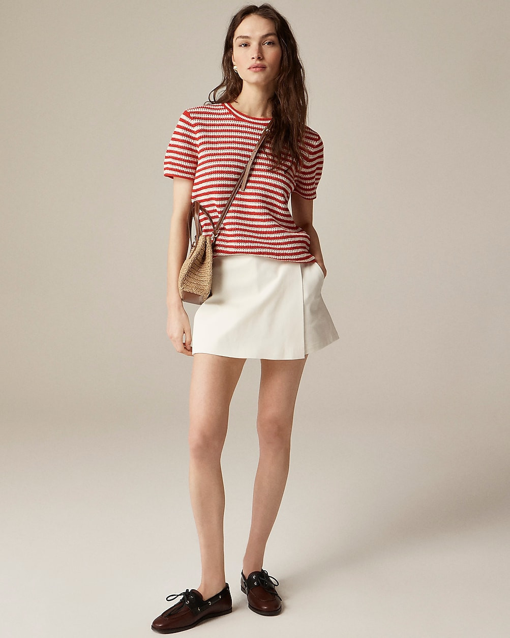 Wrap-front skort in bi-stretch cotton blend | J. Crew US