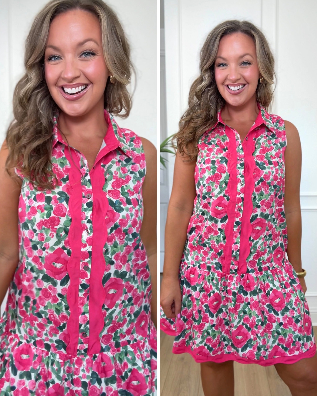 Floral mini dress with scallop detail, perfect for spring and summer. I'm 5'5" Size 8/10 wearing Medium. #amazonfashion #summerdress #springdress 

 #LTKootd #LTKSeasonal #LTKMidsize