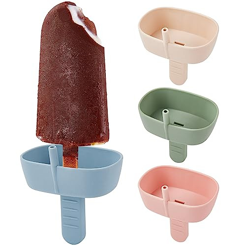 4Pack Drip-Free Silicone Popsicle Holders, AODISTUCE Popsicle Holder with Straw | with 2 Slots Fi... | Amazon (US)