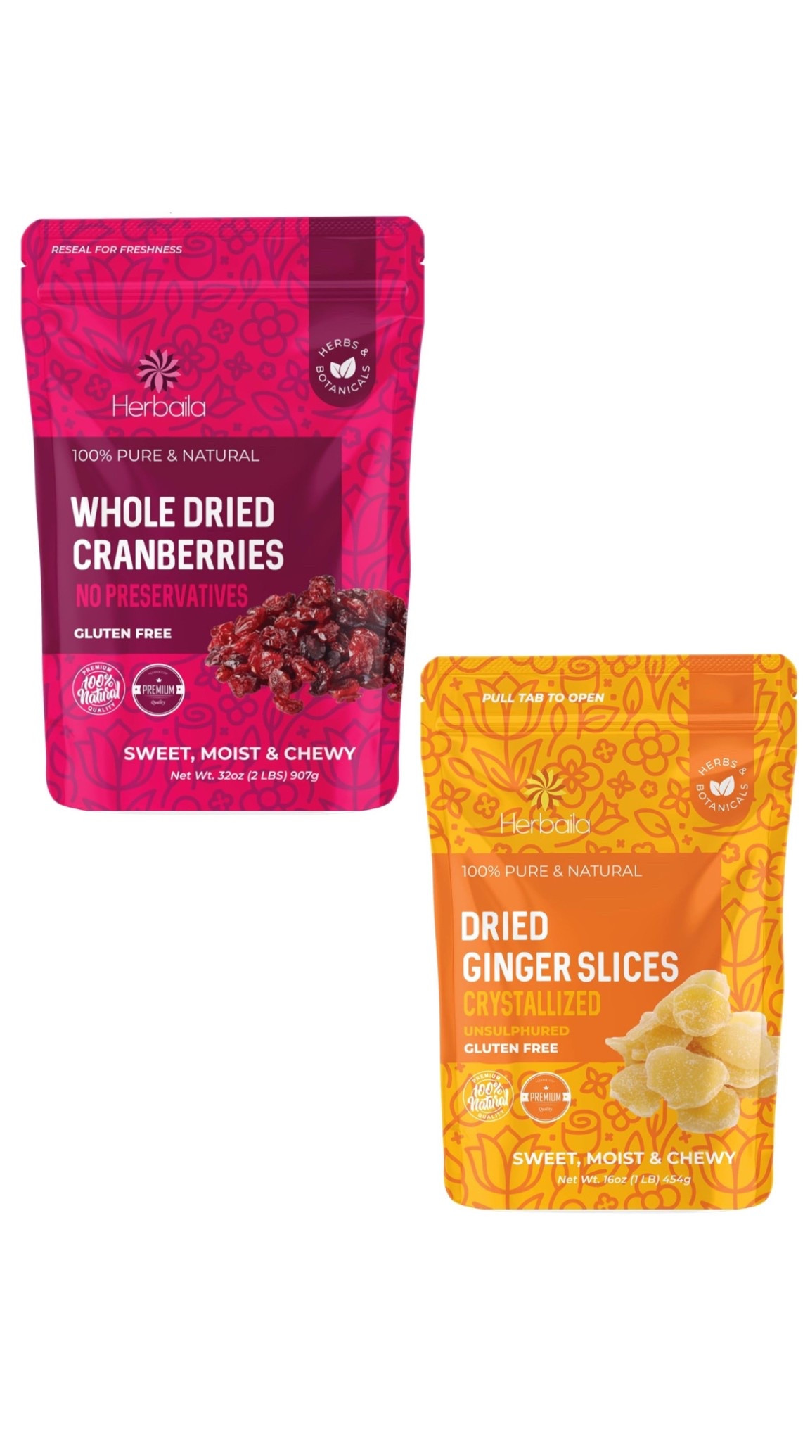 The cranberries and crystallized ginger I use for my granola recipe! 

https://cookieandkate.com/gingerbread-granola/