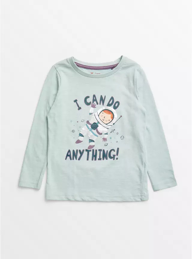 Buy Pale Teal Astronaut Slogan T-Shirt 1.5-2 years | T-shirts and shirts | Tu | Tu Clothing