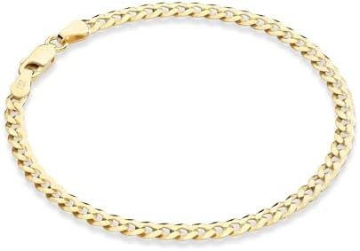 Miabella Italian Solid 925 Sterling Silver, 18K Gold Plated 925 Sterling Silver 3.5mm Diamond Cut... | Amazon (US)