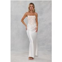 Love In Full Bloom Lace Satin Strapless Maxi Dress White | Hello Molly (US)