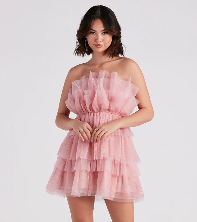 Alisa Glitter Tulle Short Party Dress | Windsor Stores