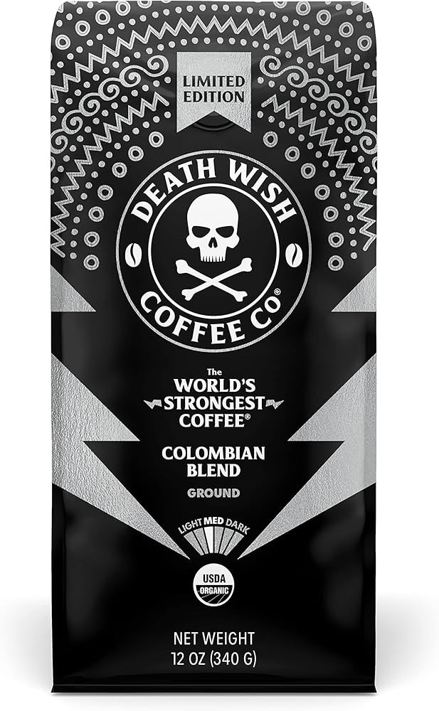 Death Wish Coffee Co. Colombian Blend, Medium Roast Coffee - Ground Coffee (12 Ounce) | Amazon (US)