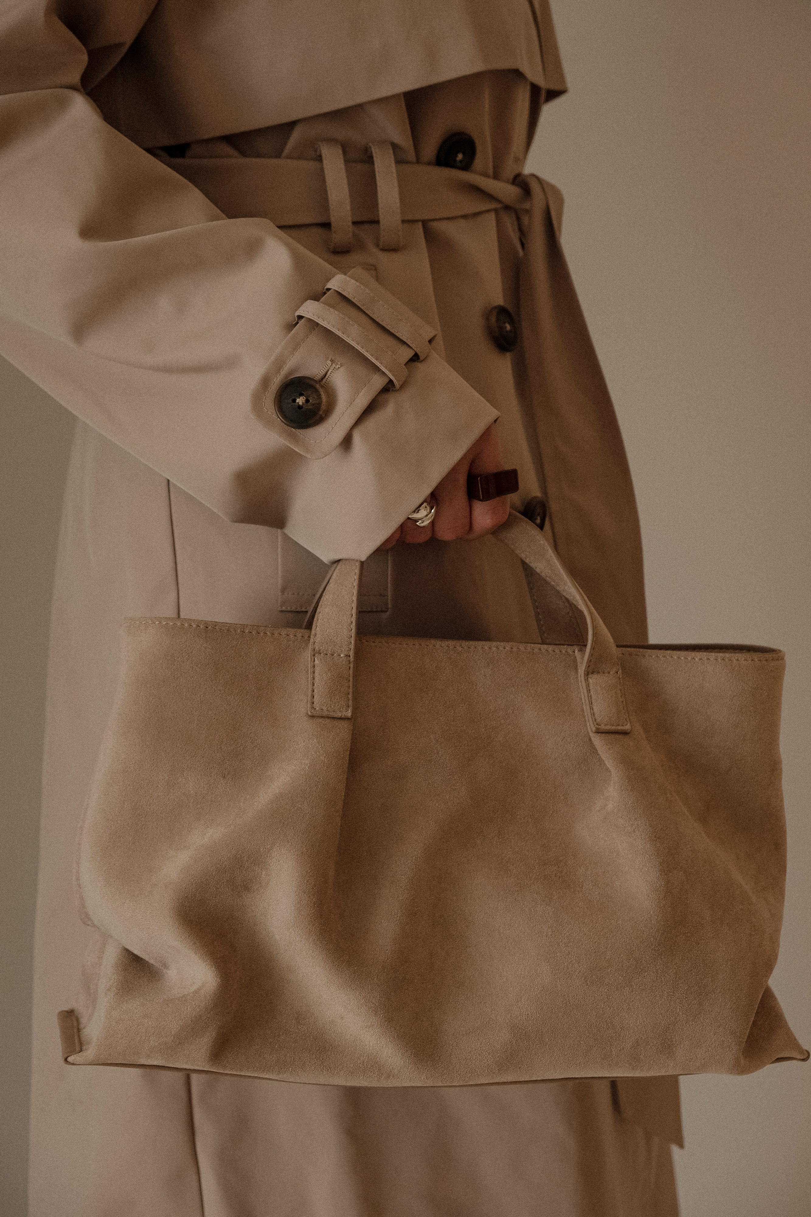 Faux Suede Bag - Natural | MESHKI US