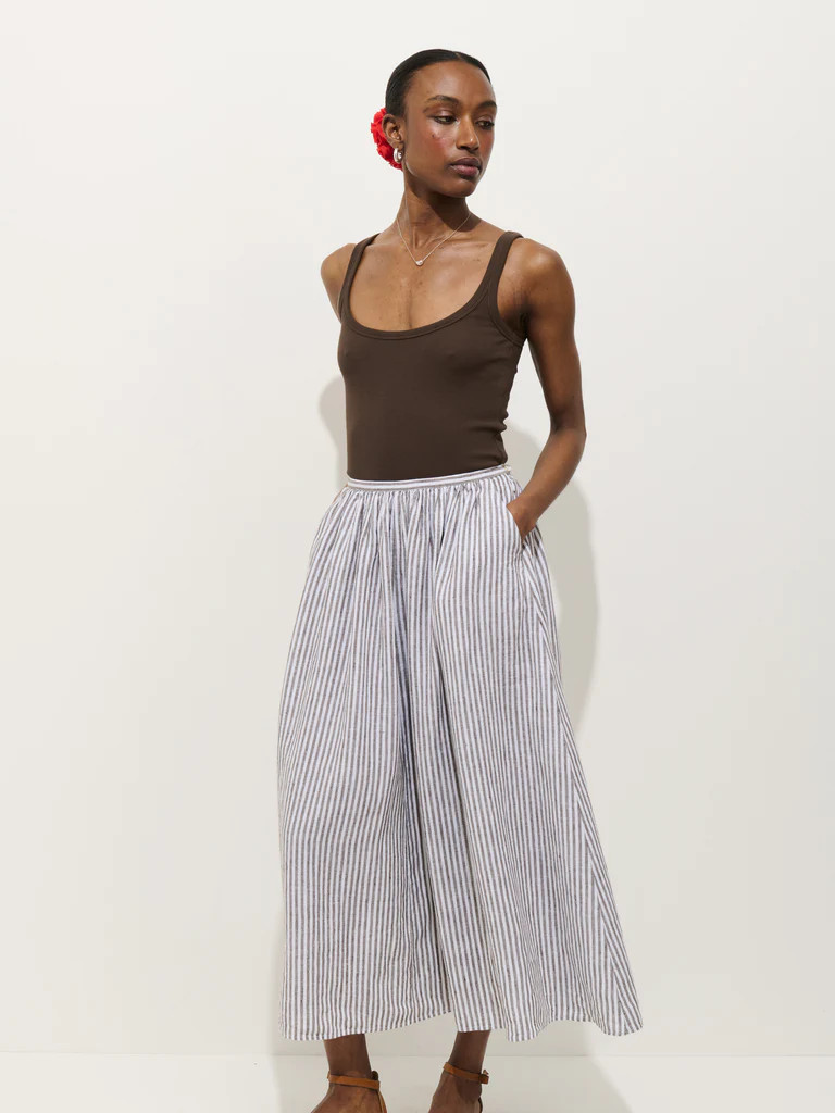 Sarah Striped Skirt In Linen | Alex Mill