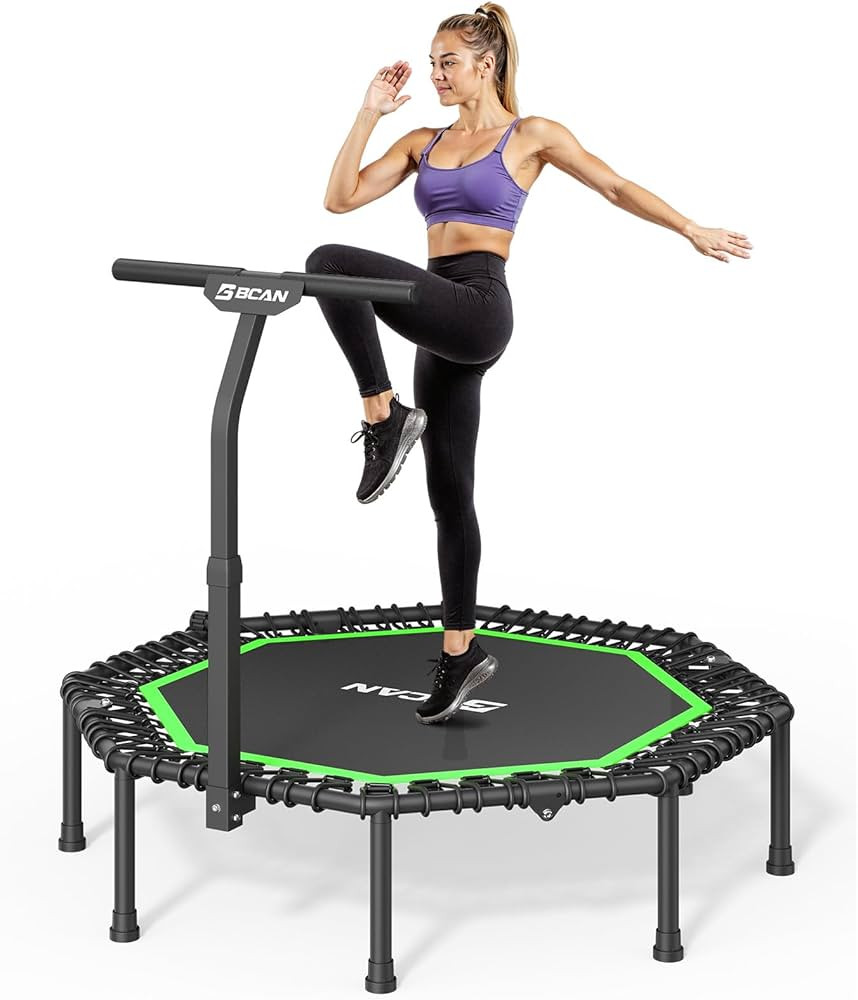 BCAN 51" Octagonal Mini Trampoline, Max Load 450 LBS Fitness Trampoline with T-Adjustable Handle ... | Amazon (US)