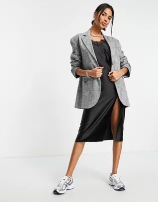 Topshop oversized single breasted blazer in gray | ASOS (Global)