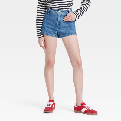 Women's High-Rise Sailor Jean Shorts - Universal Thread™ Medium Wash 16: Cotton Denim, Rolled H... | Target