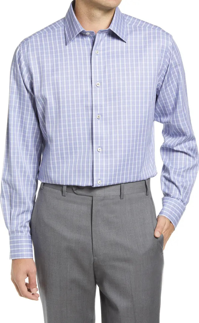 David Donahue Luxury Non-Iron Trim Fit Plaid Dress Shirt | Nordstrom | Nordstrom