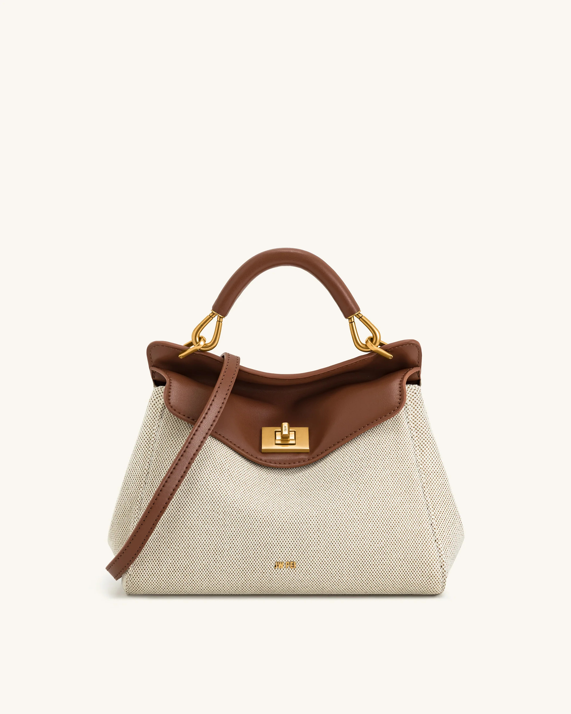 Lucia Classic Top Handbag - Brown Canvas | JW PEI US