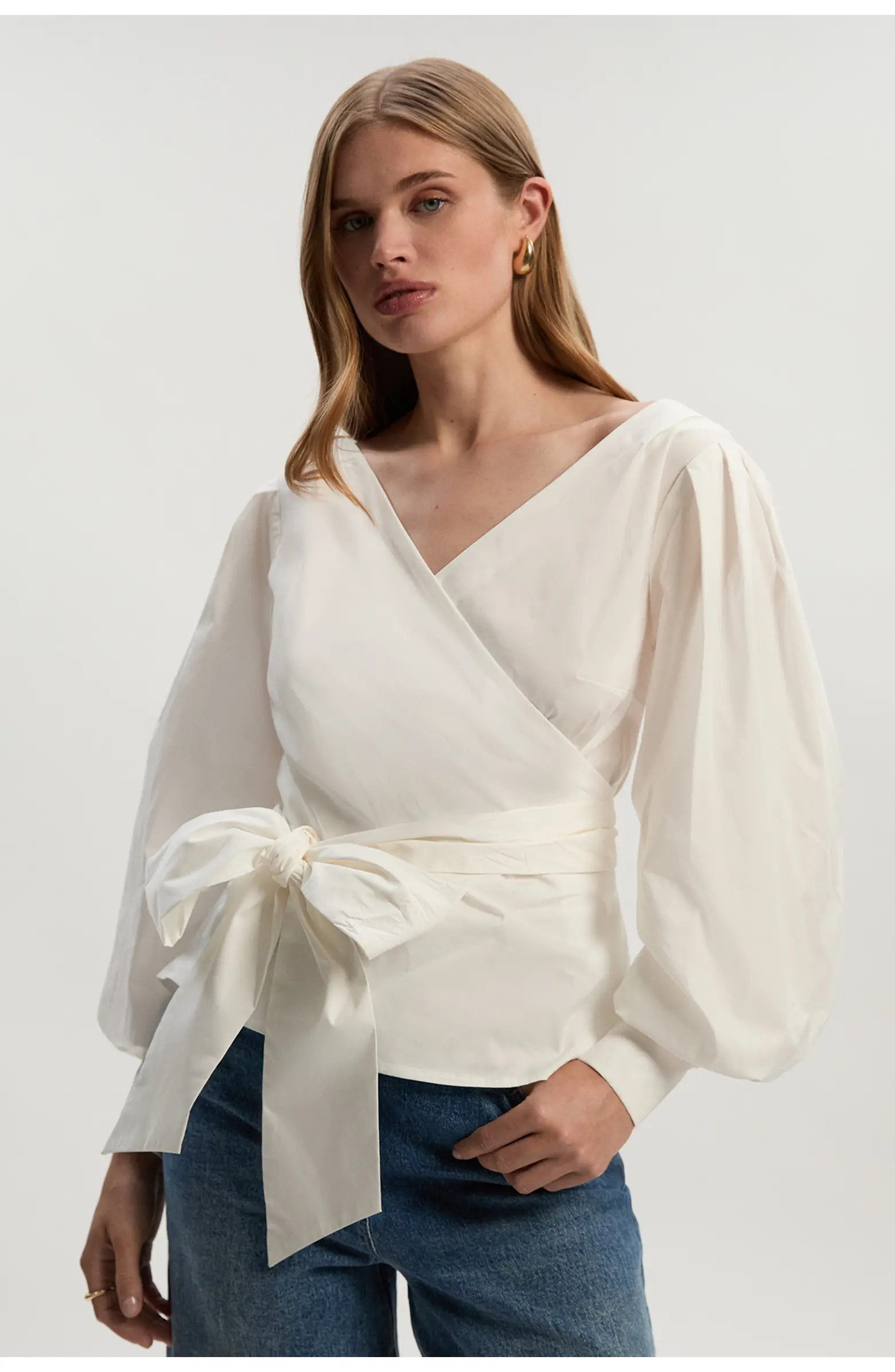 Karen Millen Woven Wrap Detail Blouse | Nordstrom | Nordstrom