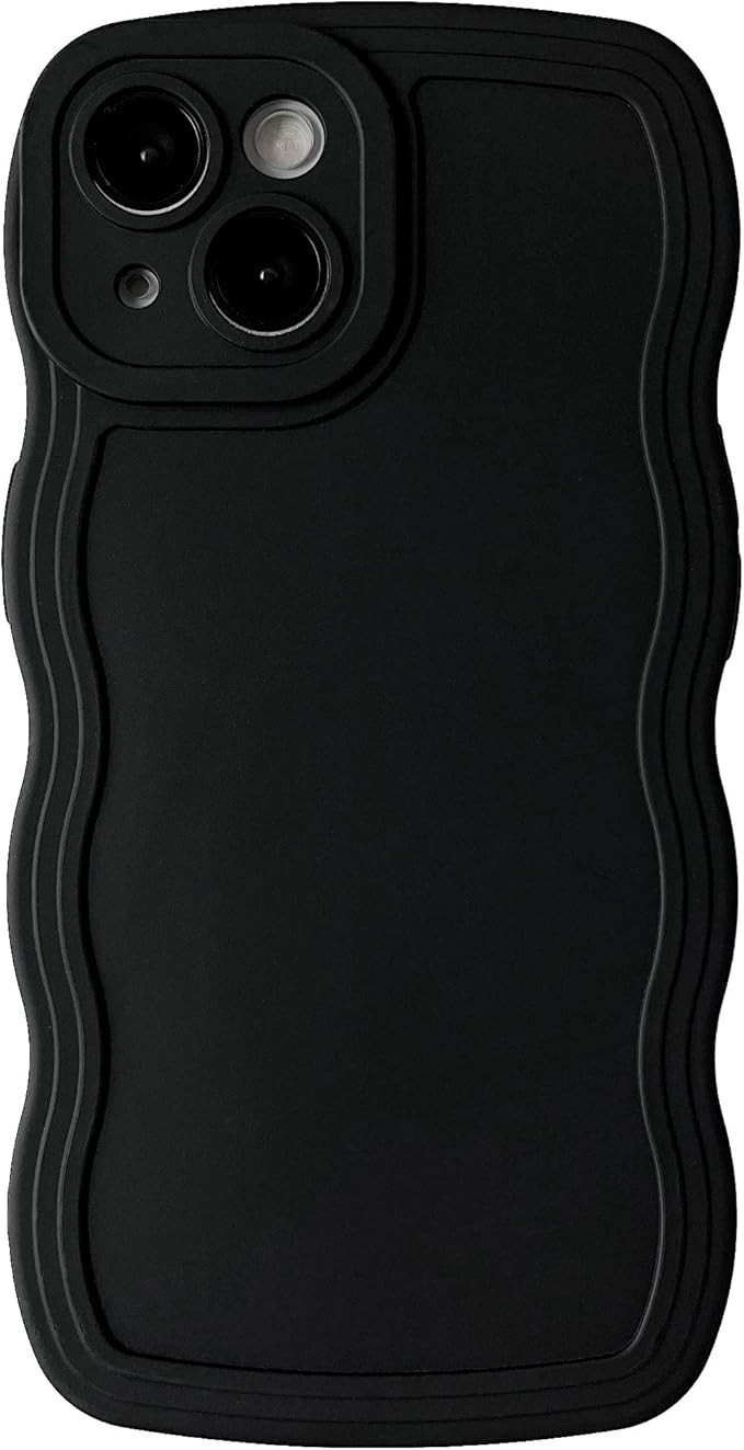 Caseative Solid Color Curly Wave Frame Soft Compatible with iPhone Case (Black,iPhone 14 Pro Max) | Amazon (US)