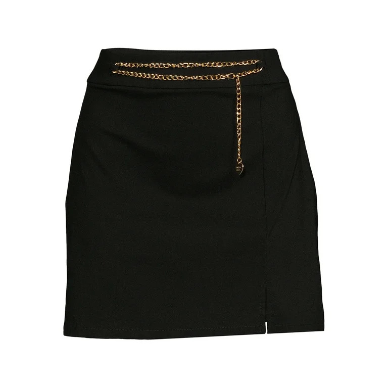 Madden NYC Juniors Slit Mini Skirt with Removable Chain Accent | Walmart (US)