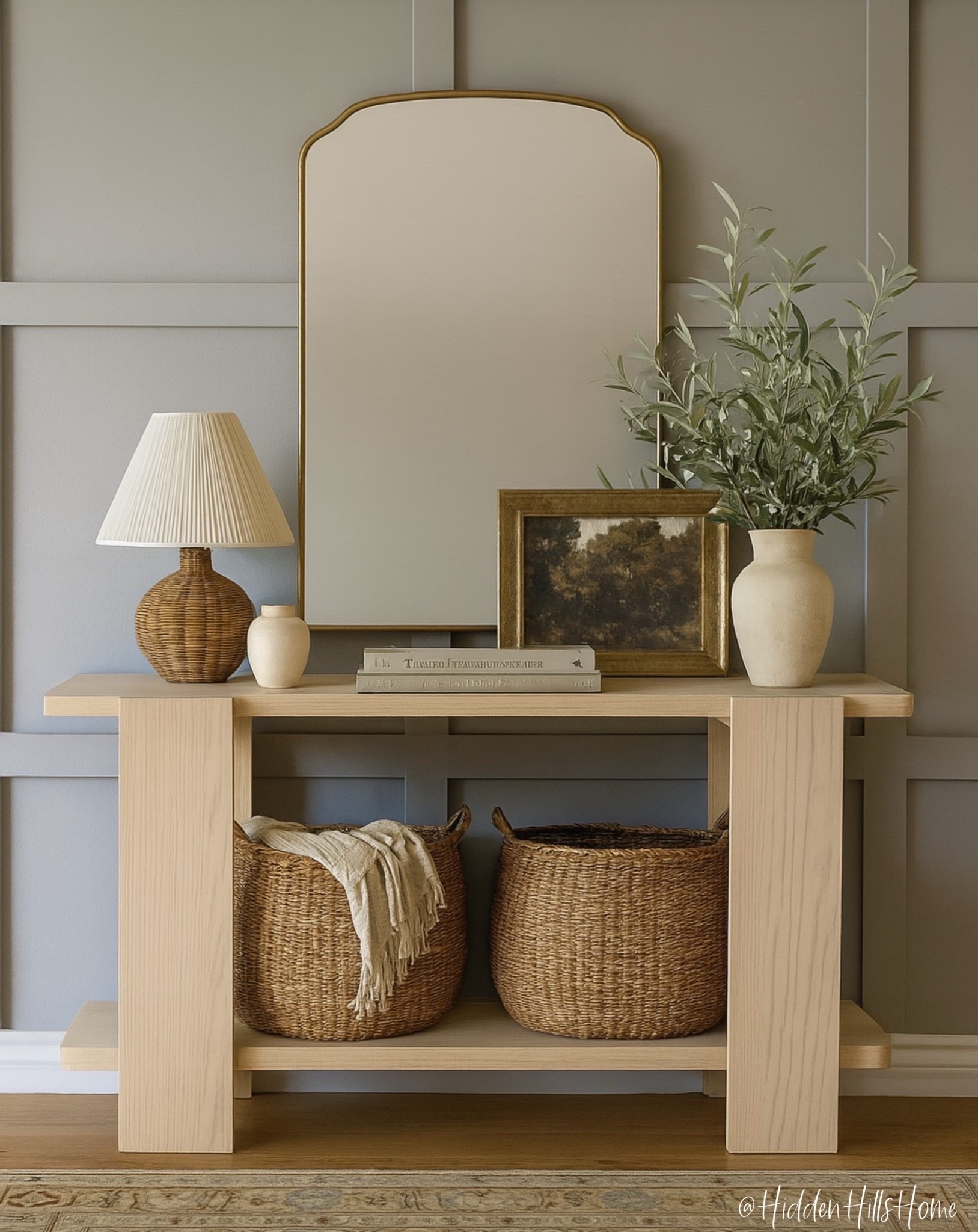 Target entryway decor ideas! Affordable entryway design, entryway console table, studio McGee home decor ideas, home inspiration from Target #target 
Wall color is SW North Star

#LTKSaleAlert #LTKHome