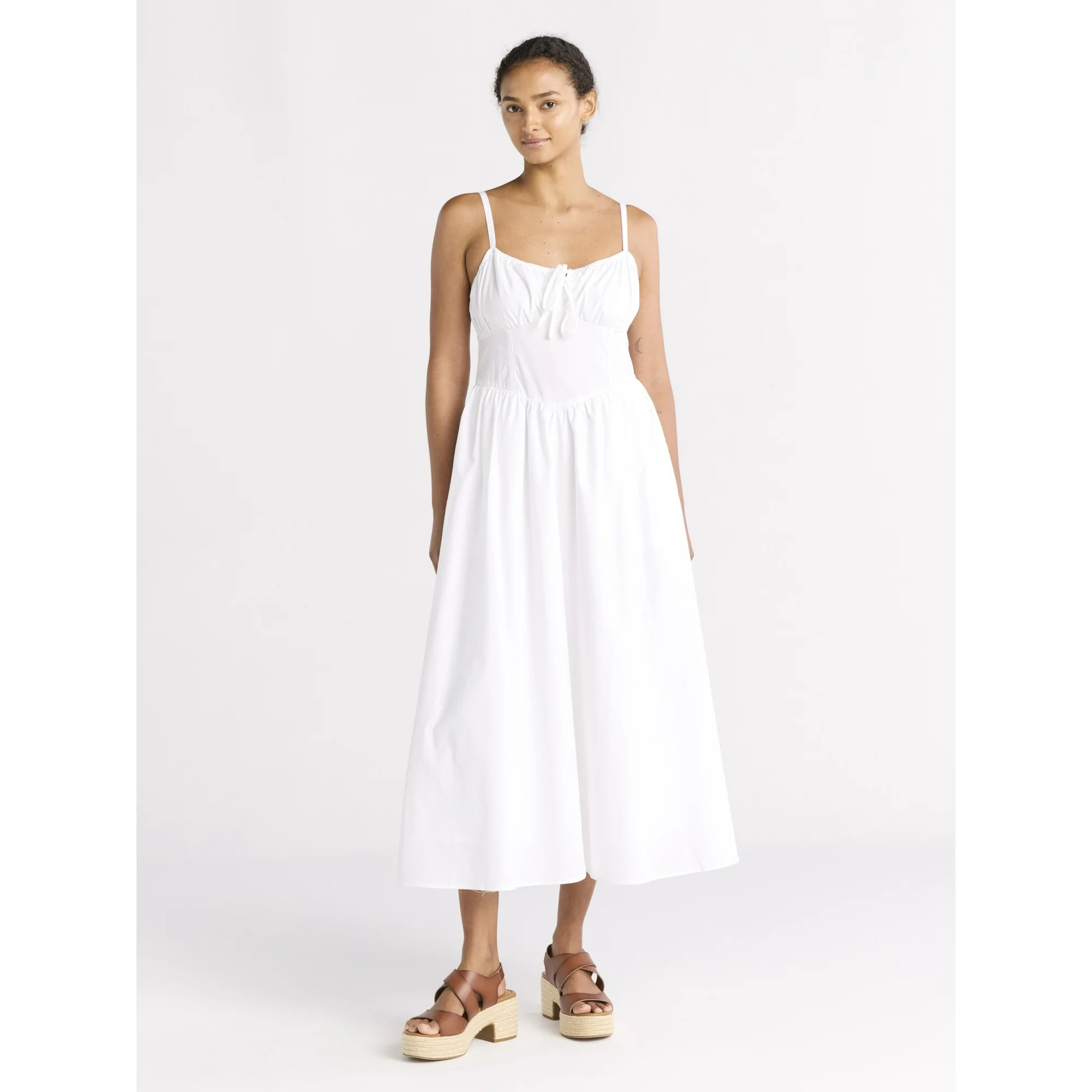 Free Assembly Women's Cotton Milkmaid Corset Maxi Dress, Sizes XS-XXXL | Walmart (US)
