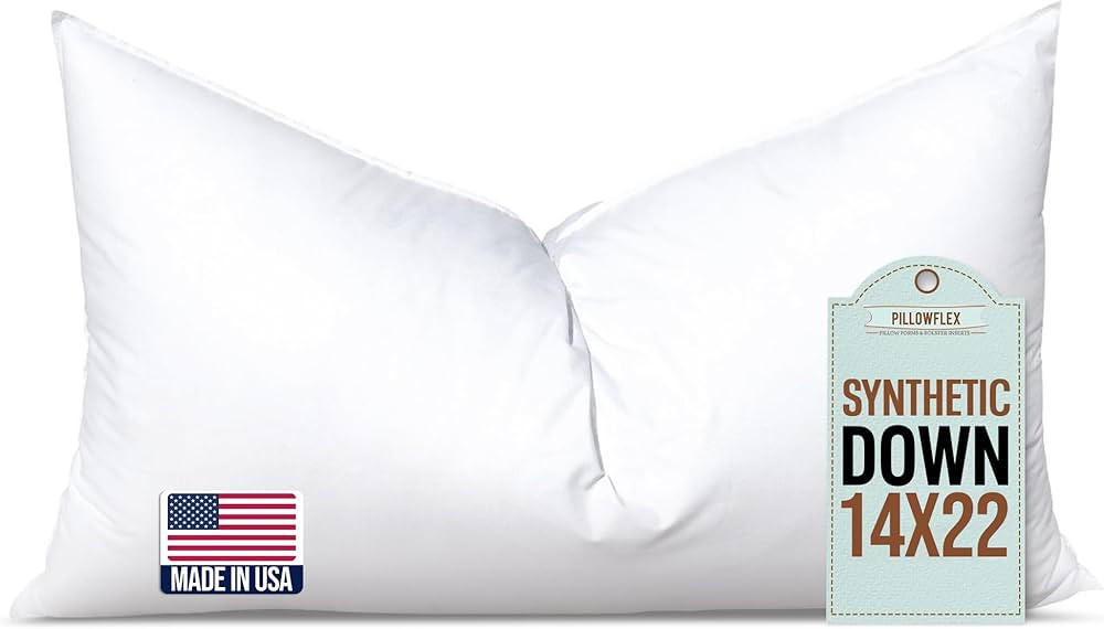 Pillowflex Synthetic Down Pillow Insert - 14x22 Down Alternative Pillow, Ultra Soft, Small Rectan... | Amazon (US)