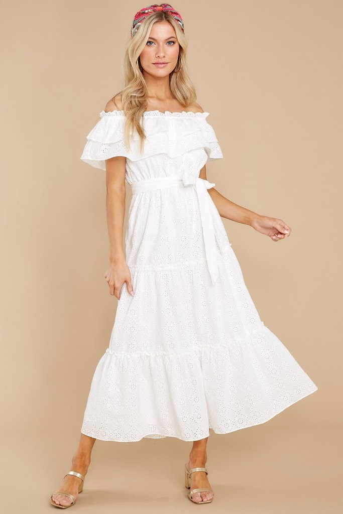 Relaxing Getaway White Maxi Dress | Red Dress 