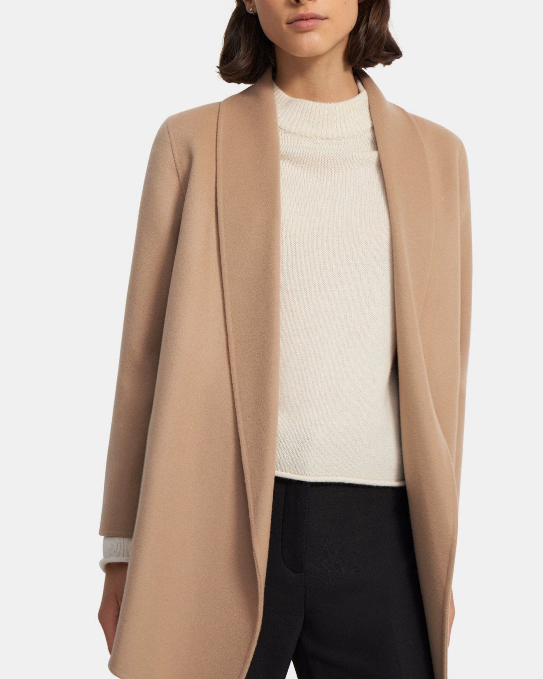 Shawl Clairene Jacket in Double-Face Wool-Cashmere | Theory