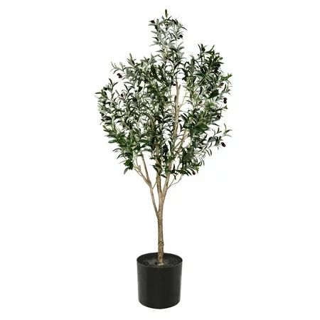 Vickerman Everyday Faux Olive Tree 72 Inch Tall - Green Silk Potted Artificial Indoor Olive Tree - D | Walmart (US)