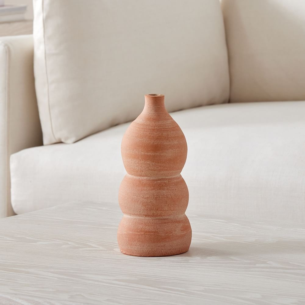 Atuto Terracotta Vases, Geo Vase, Terracotta, Ceramic, 9.5 Inches | West Elm (US)