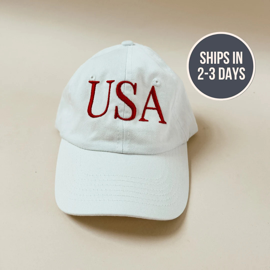 Embroidered USA Blue White Red Hat, USA 4th of July Blue White Baseball Cap, Patriotic 4th of Jul... | Etsy (US)