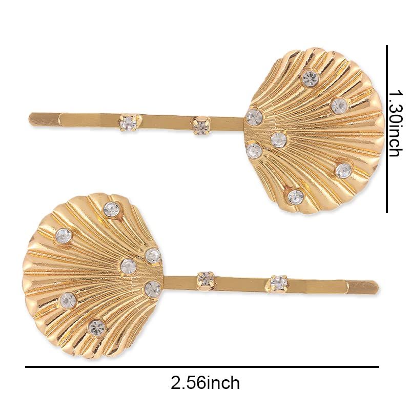 Seashell Hair Clips Rhinestone Bobby Pins for Women Girls Gold Shell Hair Barrettes for Summer Be... | Amazon (US)