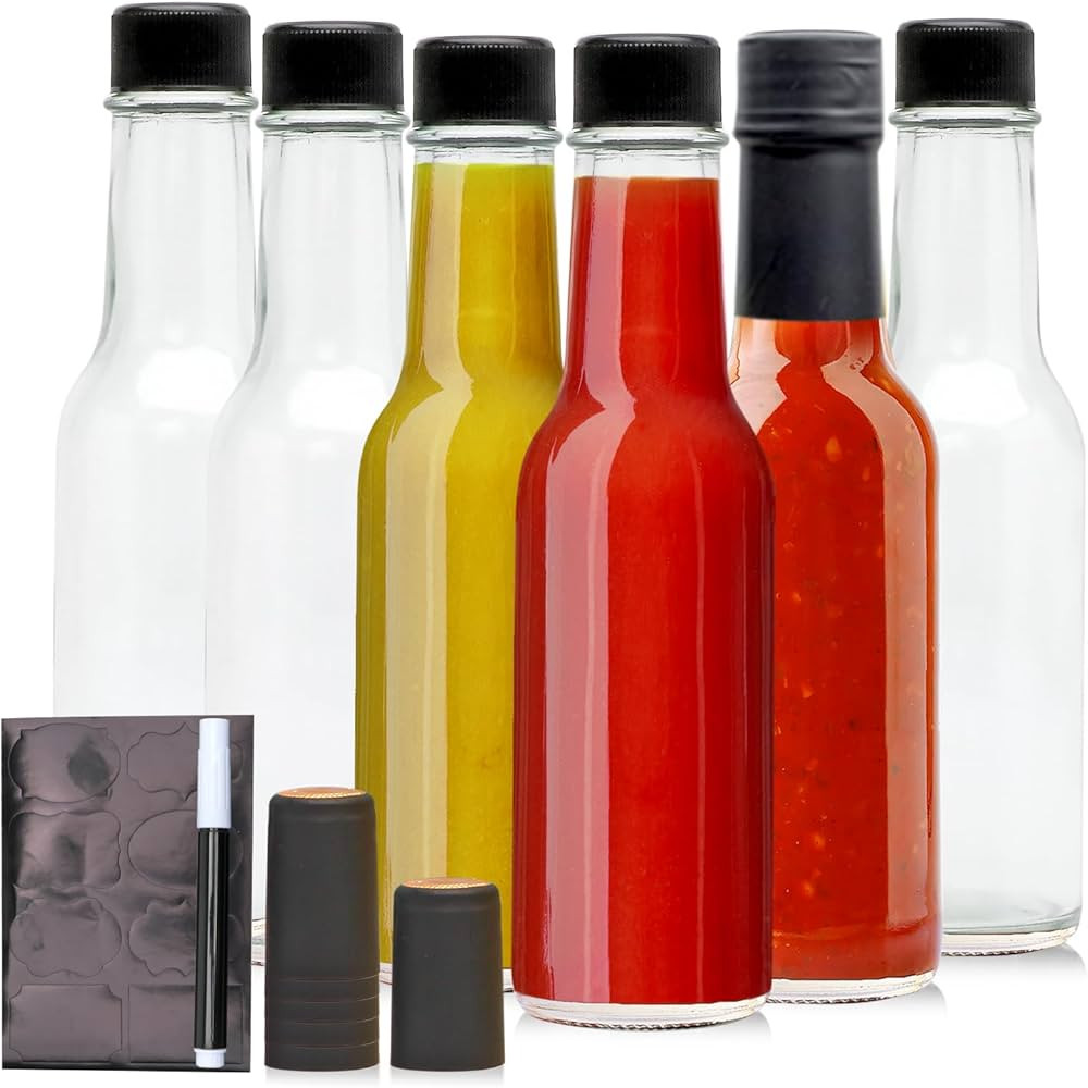 Brajttt 5oz Glass Bottle, Clear Woozy Bottles with Shrink Capsules,Empty Small Beverage/Canning B... | Amazon (US)