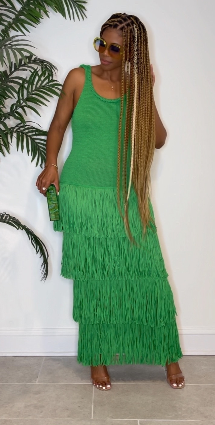 Mango Simon Miller Dress In Green fringe Im wearing a size M. 

#LTKSeasonal #LTKwedding #LTKtravel