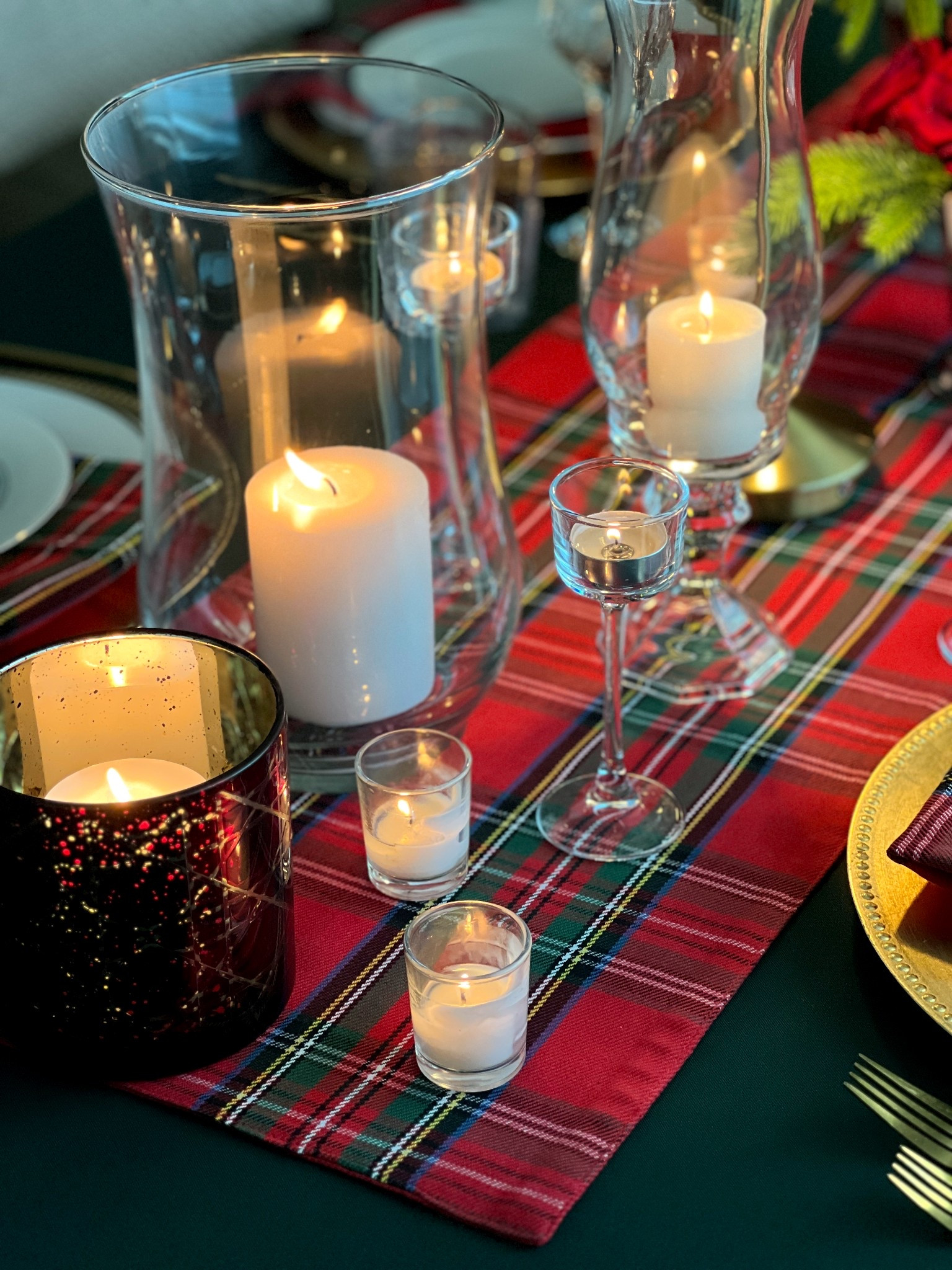 Classic hurricane candles for Christmas tablescape

#LTKHome #LTKSeasonal #LTKHoliday