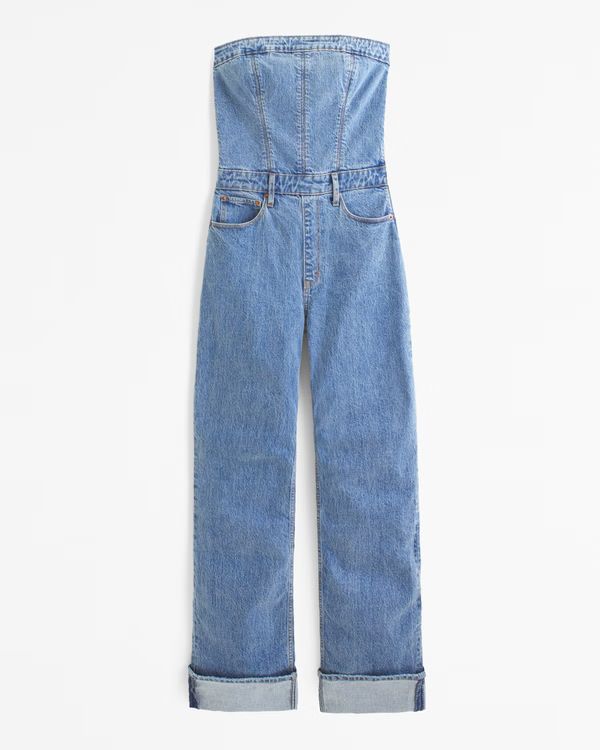 Women's Strapless Denim Jumpsuit | Women's Dresses & Jumpsuits | Abercrombie.com | Abercrombie & Fitch (US)