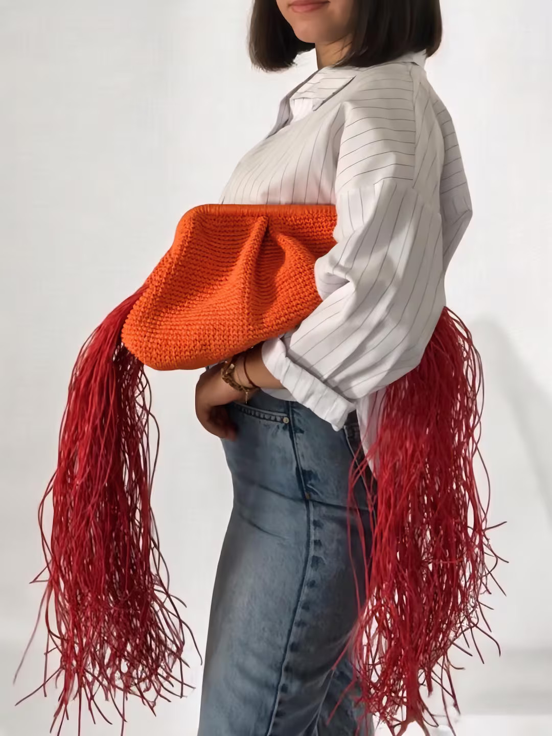 Summer Raffia Clutch Bag for Women, Straw Fringed Clutch Bag, Crochet Wedding Pouch Clutch Bag - ... | Etsy (US)