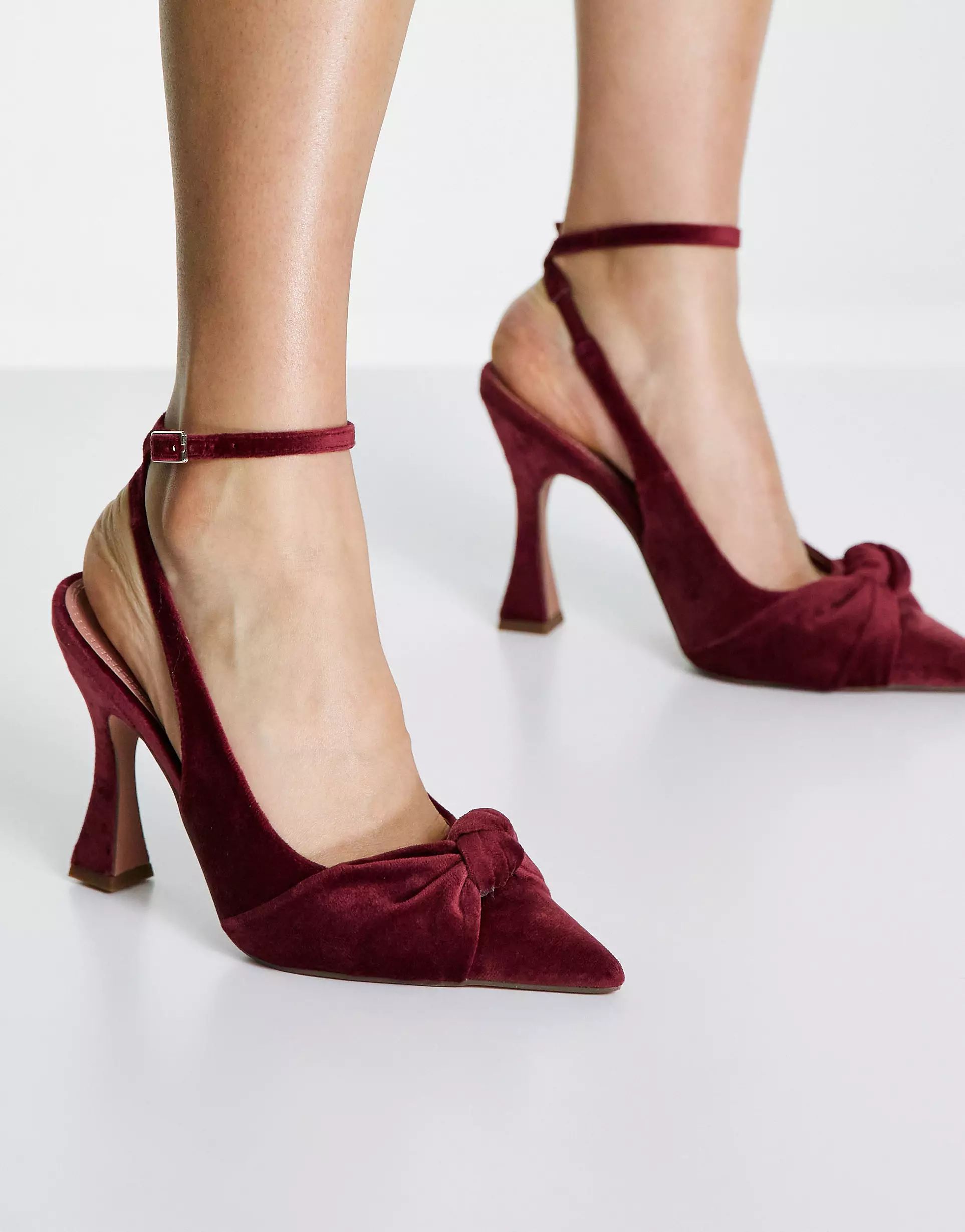 ASOS DESIGN Phillipa knotted high heeled shoes in rose velvet | ASOS (Global)