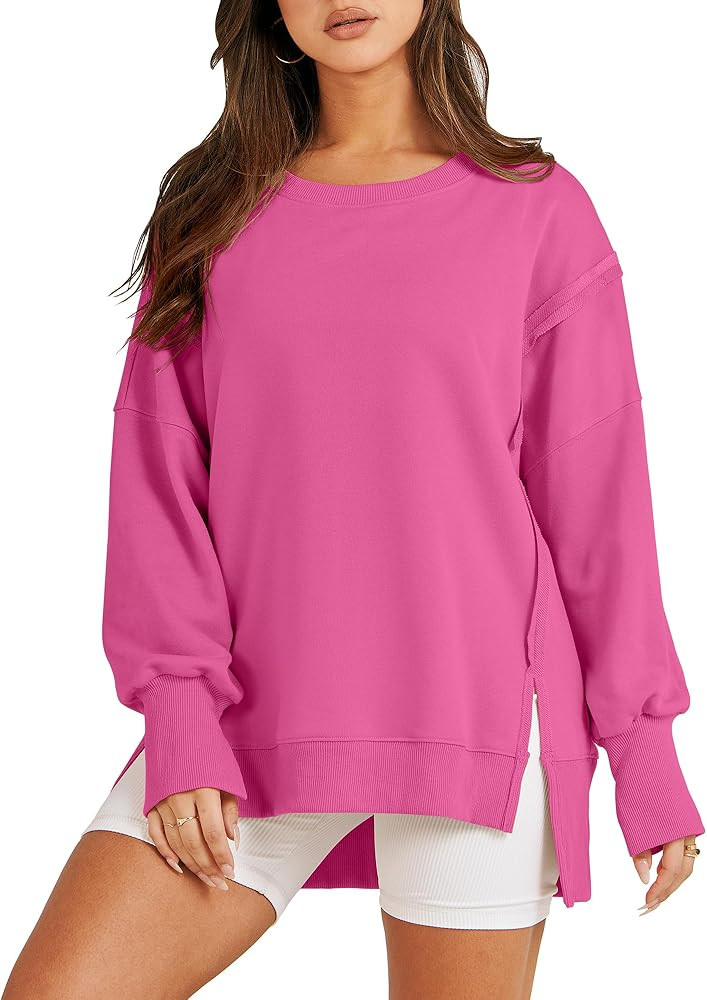 Caracilia Women's Oversized Sweatshirt Crew Neck Long Sleeve Pullover Hoodies Tops Trendy Fashion Fa | Amazon (US)