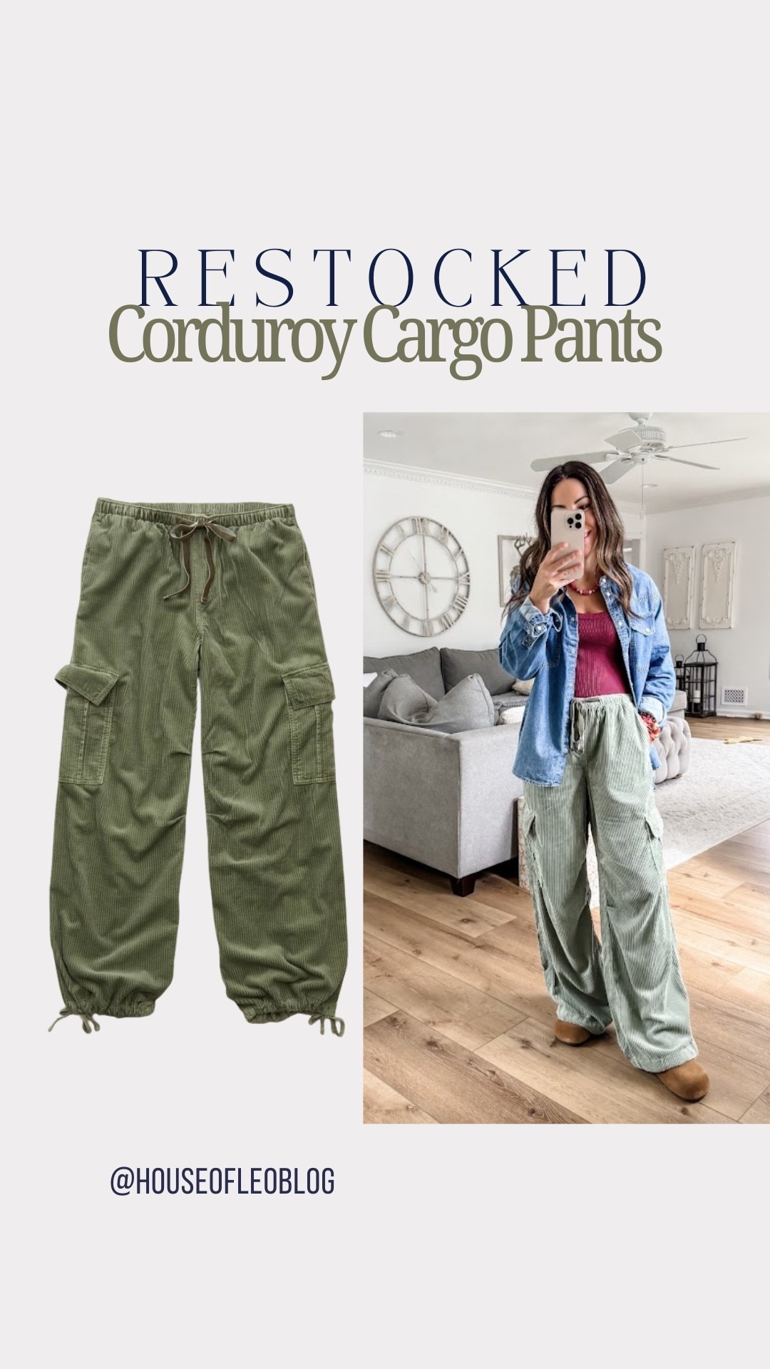 Wearing XS cargo pants. Small denim shirt.