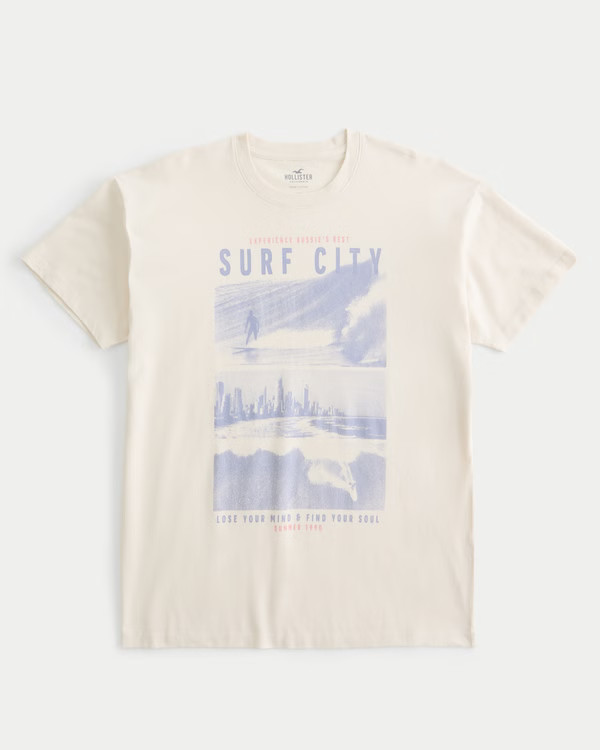 Women's Oversized Surf City Graphic Tee | Women's Clearance | HollisterCo.com | Hollister (US)