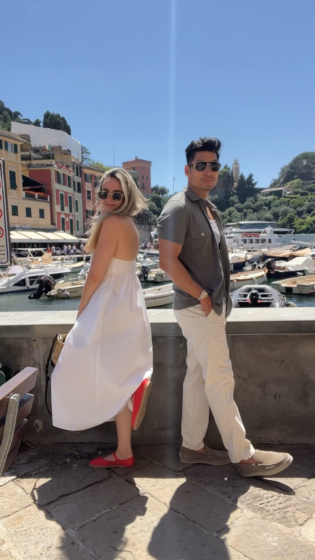 Couples outfit fit check in Portofino, Italy 🇮🇹 

I’m wearing mostly Billy Reid and she’s wearing Mango and Seavees 

#LTKFamily #LTKTravel #LTKMens
