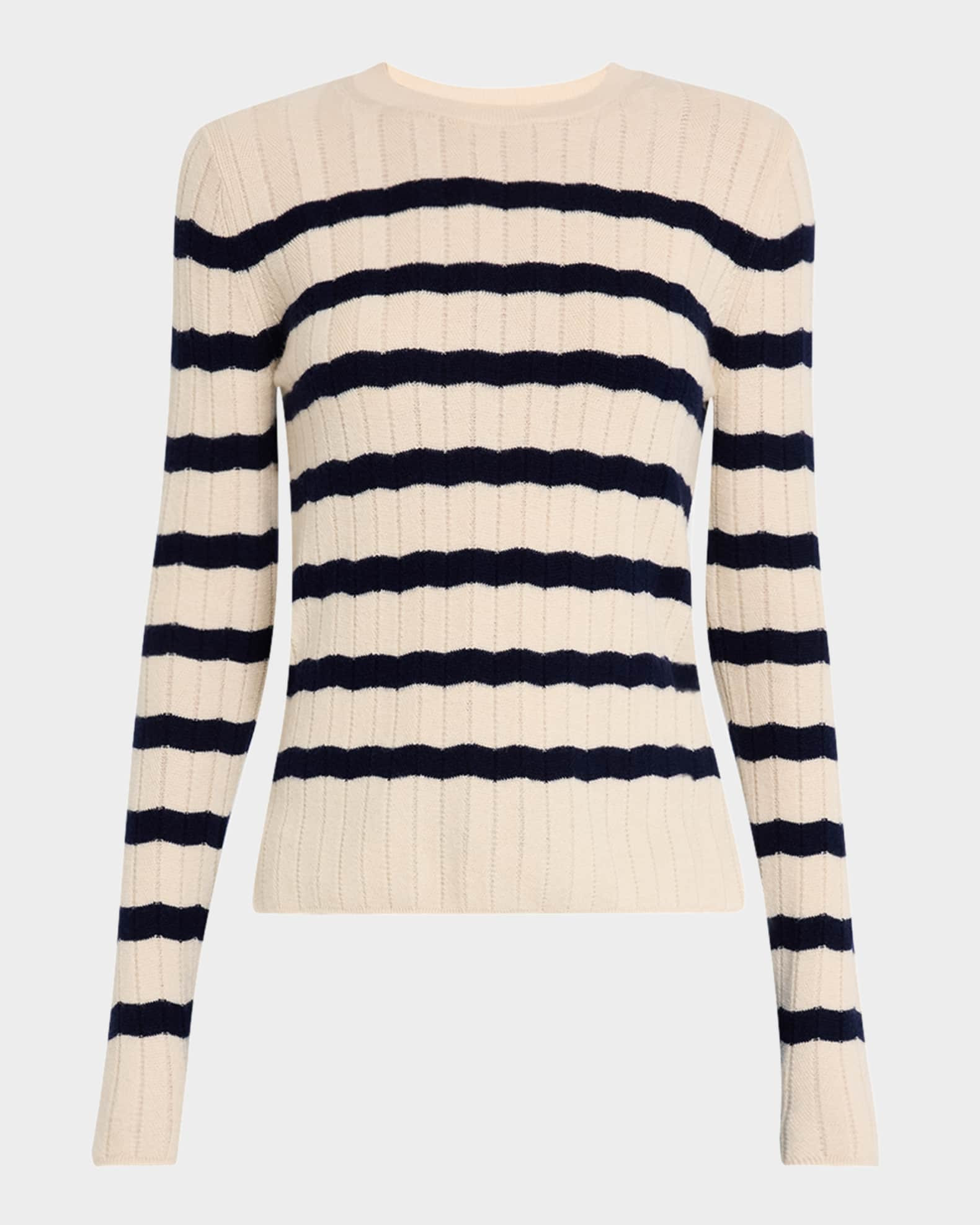 Vanessa Bruno Crewneck Chevron Striped Sweater | Neiman Marcus