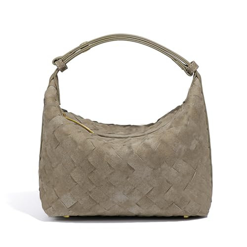 Luxurious Suede Hobo Bag - Women's Woven Leather Shoulder Bag with Spacious Interior (Pine Tea color) | Amazon (US)