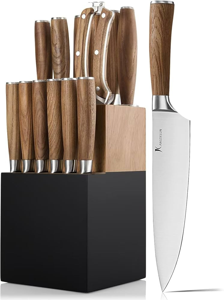 Natura Series 15 PCS Knife Block Set, Ultra Sharp High Carbon Stainless Steel with Wooden Handle | Amazon (US)