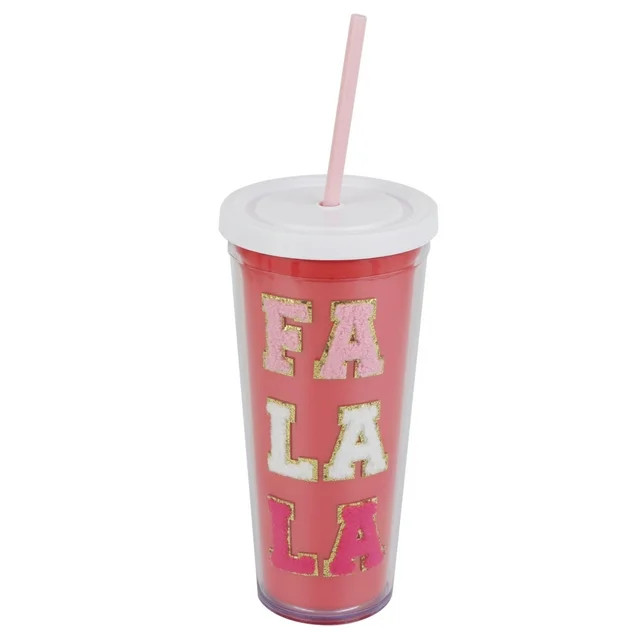 Red Fa La La Christmas Tumbler with Straw, by Holiday Time | Walmart (US)